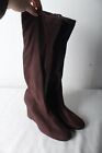 Vintage Y2k Bhs Womens Faux Suede Thigh Boots Brown - Size 3 (Ba-56)