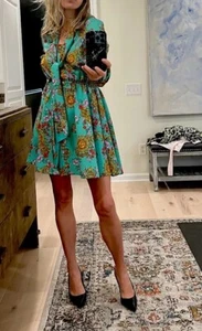 Versace Jeans Couture dress light Crepe Print Sunflower Size 40 NWT - Picture 1 of 9
