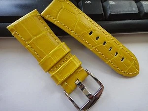 Genuine Leather Band/Strap bracelet (FITS) PANERAI 26mm,24mm,22mm,matte YELLOW - Picture 1 of 2