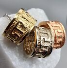 14k 585 Gold Tri-Colored Roman Key Rings Pendant Charms Au2215