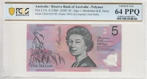 First Prefix BA03 2003 Macfarlane Henry $5 Banknote PCGS 64 PPQ - Picture 1 of 2