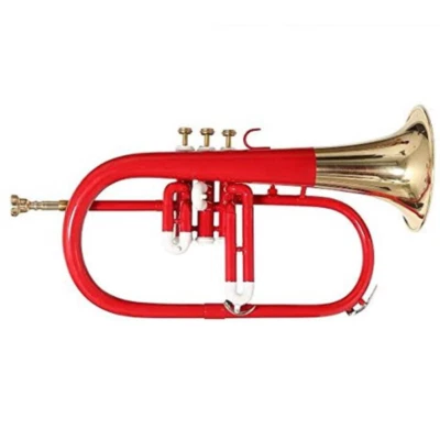 3 Valve Flugelhorn Brass Bb Red+White Lacquered+Brass Finish By Zaima With Case - Image 1 of 4