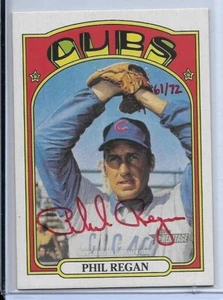 2021 TOPPS HERITAGE RED INK PHIL REGAN AUTO SIGNED #ROA-PR #D/72 CHICAGO CUBS - Picture 1 of 2