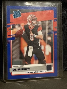 Joe Burrow 2020 Panini Donruss Rated Rookie BLUE PRESS PROOF RC CARD #301🔥🔥🔥 - Bild 1 von 2
