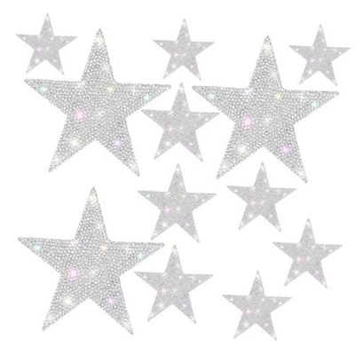 12 Piezas Pegatinas Estrella Estrás, Pegatinas Estrella Estrás Brillo Plateado  Foto 1 de 4