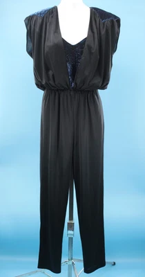 Blusa Top Mono De Colección Para Mujer Años 80 Negro y Azul Metálico Talla XS/S 1980s Foto 1 de 4