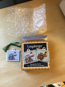 Longaberger Korbbinde Briefstempel Weihnachtskranz Blumen wendbar NEU - Bild 1 von 3