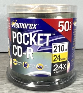 Memorex Pocket CD-R 50 Pack of Discs 24 min 24X Multi Speed Brand New Sealed - Afbeelding 1 van 5