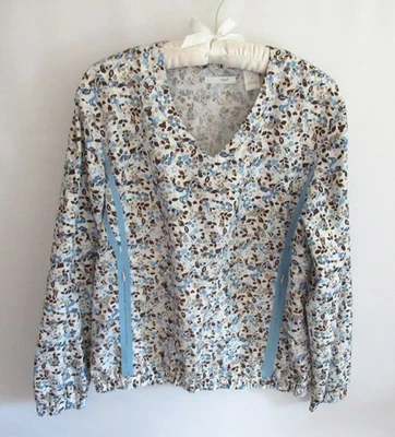 Lizzgolf Blanco Azul Marrón Floral Cuello en V Manga Larga Cortavientos Ropa Activa *Talla M* Foto 1 de 4