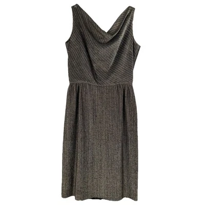 VTG Maggi Stover Gold Metallic 50s 60s Party Dress Women 13 Cowl Lined - Image 1 of 4