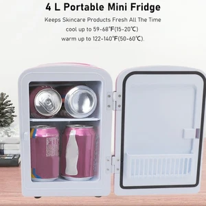 Pink EU Plug Mini Fridge 4L Portable Cooler Warmer Personal Refrigerator Inc SET - Picture 1 of 12