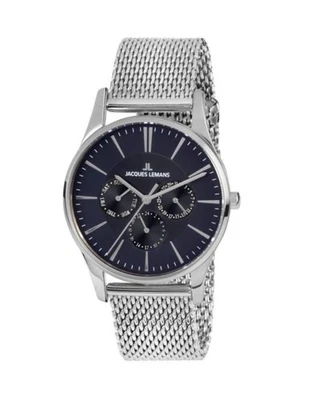 JACQUES LEMANS Hombre Analógico Cuarzo Informal Reloj Clásico Vestido Esfera Azul Impermeable Foto 1 de 3