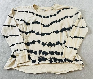 Women’s Large Volcom Striped Tie Dye Long Sleeve Shirt Black/Cream - Picture 1 of 3