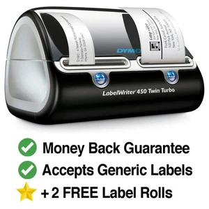 Dymo LabelWriter 450 Twin Turbo Thermal Label Printer PLUS 2 FREE Label Rolls - Picture 1 of 3