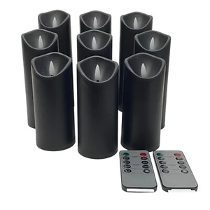 9-Pack Flameless LED Candles Remote Controlled Realistic Candles Plastic, Black - Picture 1 of 4