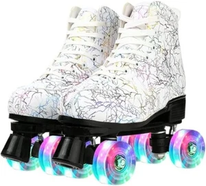 Outdoor Rollschuhe Damen Erwachsene mit Leuchtrollen weiß Quad 39 US 7,5 - Bild 1 von 7
