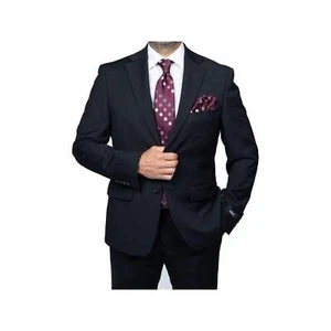 Revers uomo DKNY 100% lana due bottoni tacca formale business slim fit 1504 nero - Foto 1 di 17