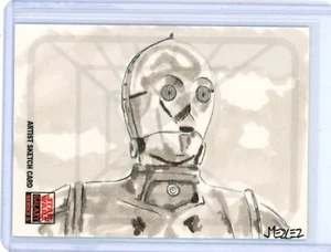 C-3PO 2009 TOPPS STAR WARS GALAXY SERIES 5 SKETCH CARD- JENNIFER MERCER *85 MADE - Picture 1 of 2