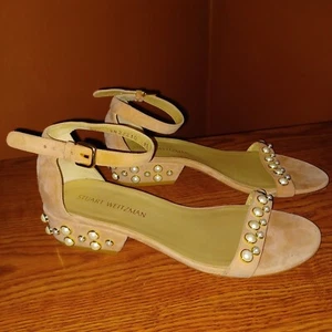 Stuart Weitzman Allpearls Damen-Sandale Rouge Wildleder Knöchelriemen VW2220 Größe 9,5  - Bild 1 von 7