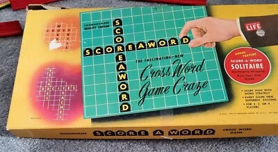 Vtg 1950s Scoreaword Cross Word Game Letters Craze Transogram  Complete  - Image 1 of 4