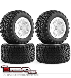 Juego de neumáticos y llantas de goma - 105 X 52 mm para radiocontrol 1/16 radiocontrol Traxxas mini camión e-revo - Imagen 1 de 15