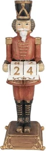 Weihnachtsdeko Standbild Nussknacker mit Kalender Rot, Braun 10x10x32 cm - Bild 1 von 4