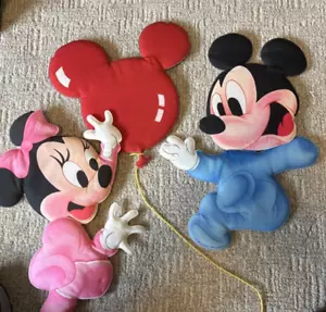 Disney Babies Minnie Mickey Mouse Wall Decor Vintage Plush Soft Nursery Baby - Picture 1 of 2
