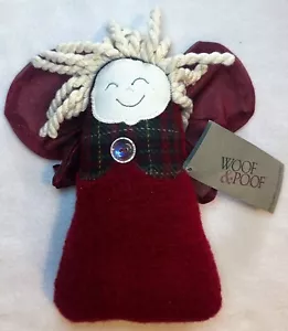 Peluche colgante Woof & Poof ángel Navidad 10" lana de felpa vintage 2000 etiqueta firmada - Imagen 1 de 7