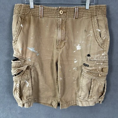 Hurley Men's Cargo Shorts 34 Beige Khaki Skater Vintage Baggy Heavily Distressed - Image 1 of 4