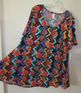 Top donna LuLaRoe taglia 2XL perfetto T rose colorate tunica floreale spacchi XXL NUOVO CON ETICHETTE - Foto 1 di 11