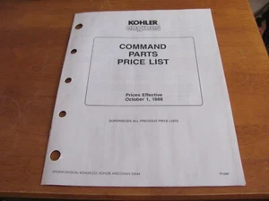 Kohler TP-2361 Command Parts Price List 1988 - Picture 1 of 5