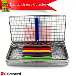 7Pcs Dental Gracey Curettes Silicone Handle Perio Root Canal Scalers W/ Cassette - Picture 1 of 9