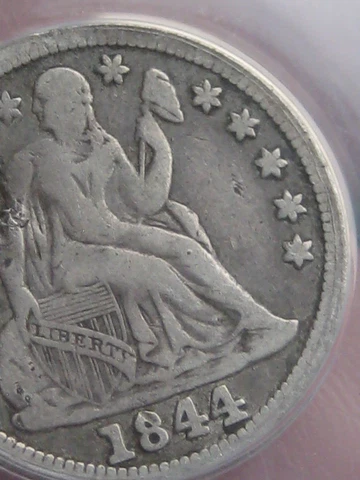 1844 P Seated Liberty Silver Dime- ANACS Certified, Fine Details Cover