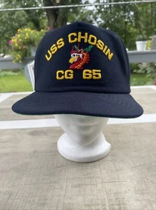 VINTAGE MILITARY NAVY HAT CAP SNAP BACK USS CHOSIN CG 65 NEW ERA PRO DESIGN USA - Picture 1 of 8