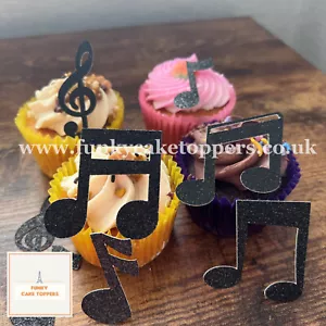 MUSICAL NOTES CUPCAKE TOPPERS PACK OF 8 OR 16 CHOOSE YOUR COLOUR music - Picture 1 of 20