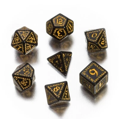 Dados rúnicos - 7 piezas - negro y amarillo Foto 1 de 2