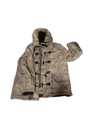 超暖 XL 大衣派克大衣绿色重量级夹克可拆卸人造毛皮帽装饰 — 第 1/4 张图片