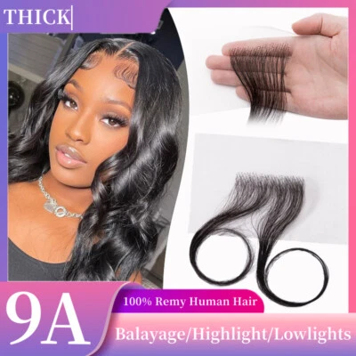 Invisible Lace Baby Hair Edge Stripes Human Hair Natural Hairline Black Piece 6” - Image 1 of 4