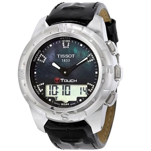 Tissot T-Touch II Diamond Titanium Leather Ladies Watch - Picture 1 of 4