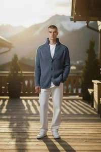 Maurizio Baldassari 100% Heavy Knit Virgin Wool Overshirt Quiet Luxury Knitted - Picture 1 of 12