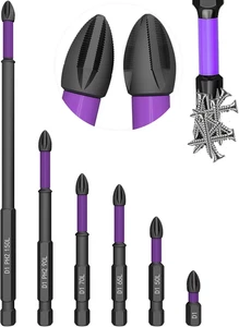 Magnetic Screwdriver Drill Bit Set - Anti-Slip Phillips Bits, 1-6 inches - 6 pcs - Picture 1 of 12