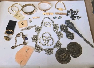 Antiguo lote de 30+ prendedores de barra victorianos gf joyería, brazaletes, camafeo, llavero, Cooperstown Foto 1 de 4