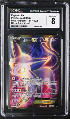 CGC 8 Espeon EX 2016 BREAKpoint 117/122 Ultra Rare Holo Pokemon Card - Image 1 of 2
