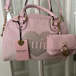 Juicy Couture Queen Couture Satchel Bag Purse Light Pink Velvet Velour NWT - Picture 1 of 9