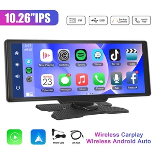 10.26 Inch Touch Screen 4K Car Wireless Apple CarPlay Android Auto FM Bluetooth - Picture 1 of 2