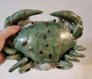 Vintage Ceramic Crab Majolica Style Wall Pocket Nautical Sealife Aquatic Beach - Picture 1 of 7