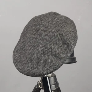 Johnstons - Medium 7 1/8 - Herren reines Kaschmir Fischgrät Flatcap Mütze Schottland - Bild 1 von 15