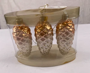 Martha Stewart Woodland Pinecones Ornamenti in Vetro Set di 3 Nuovi con etichette - Foto 1 di 7