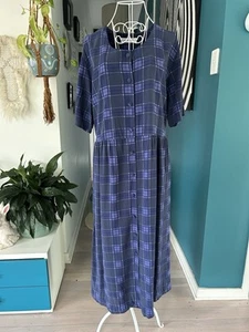 Black Friday Short Sleeve Gathered Tartan Dress With Pockets & Tie Back. Size S - Picture 1 of 8