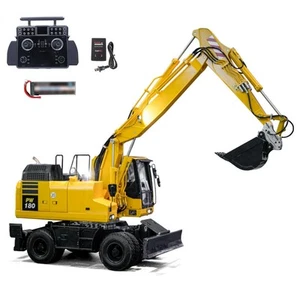 1/12 Radio Control Hydraulic Wheeled Excavator 10CH Metal Axle Lock Front Shovel - Picture 1 of 12